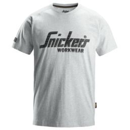 Snickers 2590 Logo Short Sleeve T-Shirt Grey Melange Small 36" Chest