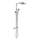 Maine HP/Combi Flexible Exposed Polished Chrome Thermostatic Square Bar Mixer Shower with Riser Handset & Overhead Outlet