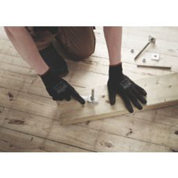 Site  PU Palm Dip Gloves Black Large 10 Pack