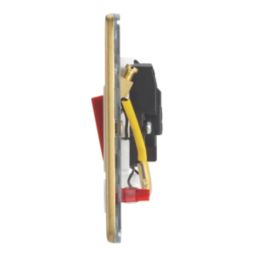 Contactum Lyric 32A 1-Gang DP Control Switch & Flex Outlet Brushed Brass with Neon with White Inserts