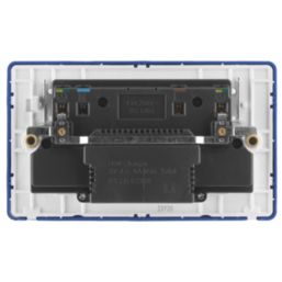 Arlec  13A 2-Gang SP Switched Socket + 4A 15W 2-Outlet Type A USB Charger Blue with White Inserts