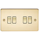Knightsbridge FP4100PB 10AX 4-Gang 2-Way Light Switch  Polished Brass