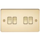 Knightsbridge  10AX 4-Gang 2-Way Light Switch  Polished Brass