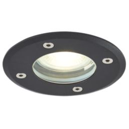 Zink Pan 100mm Outdoor Round Ground Lights Black 4 Pack