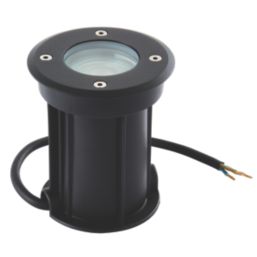 Zink Pan 100mm Outdoor Round Ground Lights Black 4 Pack