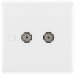 British General 800 Series 2-Gang Coaxial TV / FM Socket White