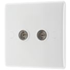 British General 800 Series 2-Gang Coaxial TV / FM Socket White