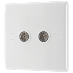 British General 800 Series 2-Gang Coaxial TV / FM Socket White