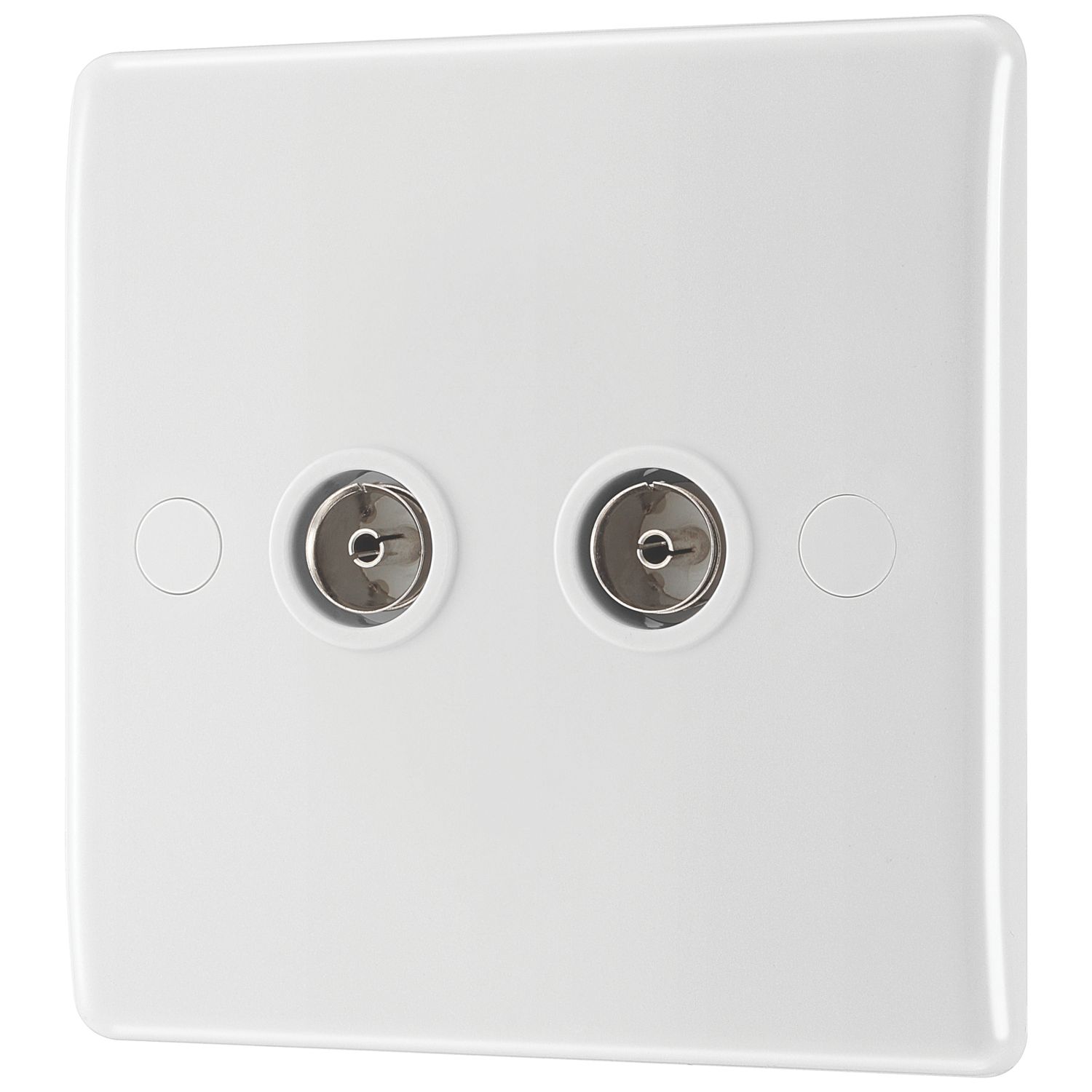 British General 800 Series 2-Gang Coaxial TV / FM Socket White (946XG)