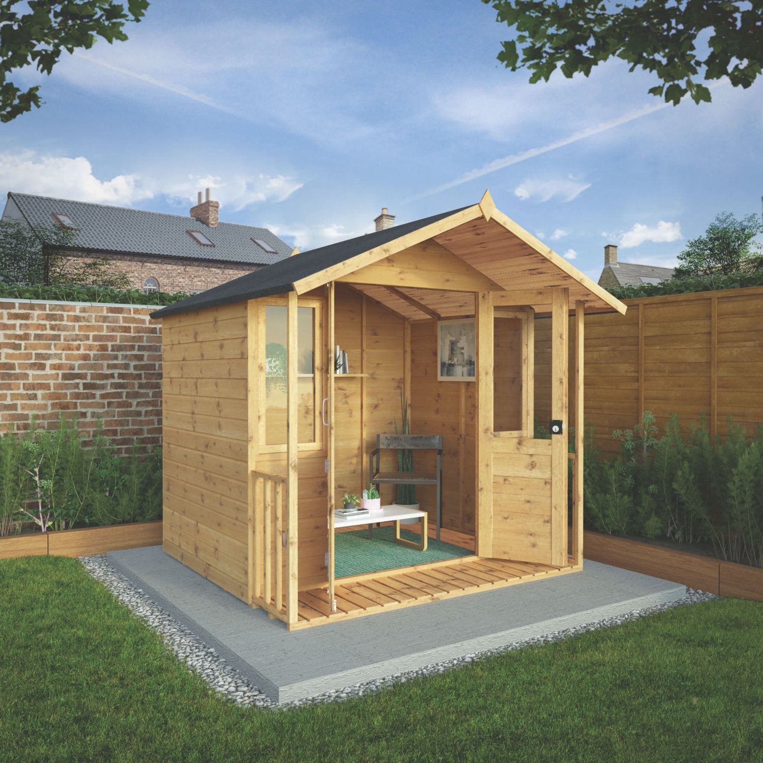 Mercia Traditional 7' x 6' 6" (Nominal) Apex Timber Summerhouse with Veranda (946YL)