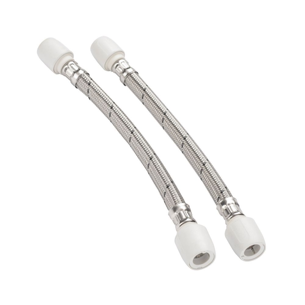 Hep2O Push-Fit Connection Flexible Tap Connectors 15mm x 15mm x 300mm 2 Pack