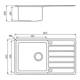 Swirl Canche 1 Bowl  Polished Stainless Steel Sink 865mm x 505mm