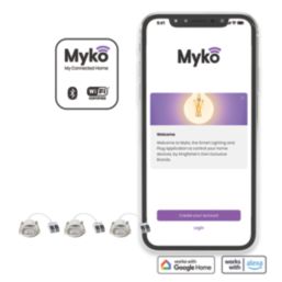 LAP Myko  Fixed  Fire Rated LED Smart Downlights Brushed Chrome 4.7W 520lm 3 Pack