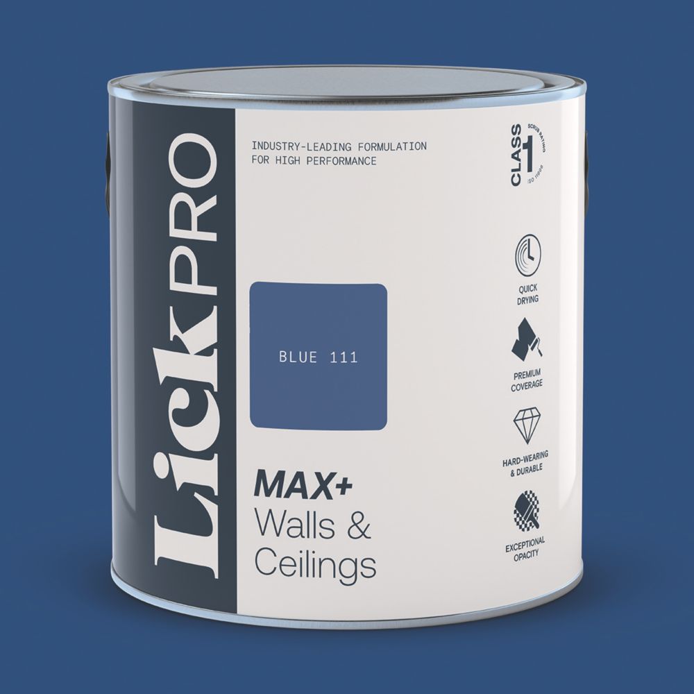 LickPro Max+ 2.5Ltr Blue 111 Eggshell Emulsion Paint Screwfix