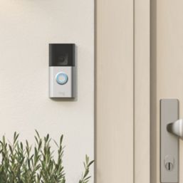 Ring Wired or Wireless Smart Video Doorbell Plus Satin Nickel