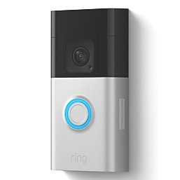 Ring  Wired or Wireless Smart Video Doorbell Plus Satin Nickel