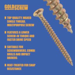 Goldscrew  PZ Double-Countersunk 5mm (Dia) Wood Screw Trade Pack 1000 Pcs