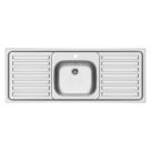 Swirl  1 Bowl Stainless Steel Inset Sink & Double Drainer Grey 1310mm x 510mm