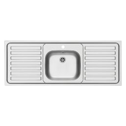 Swirl  1 Bowl Stainless Steel Inset Sink & Double Drainer Grey 1310mm x 510mm