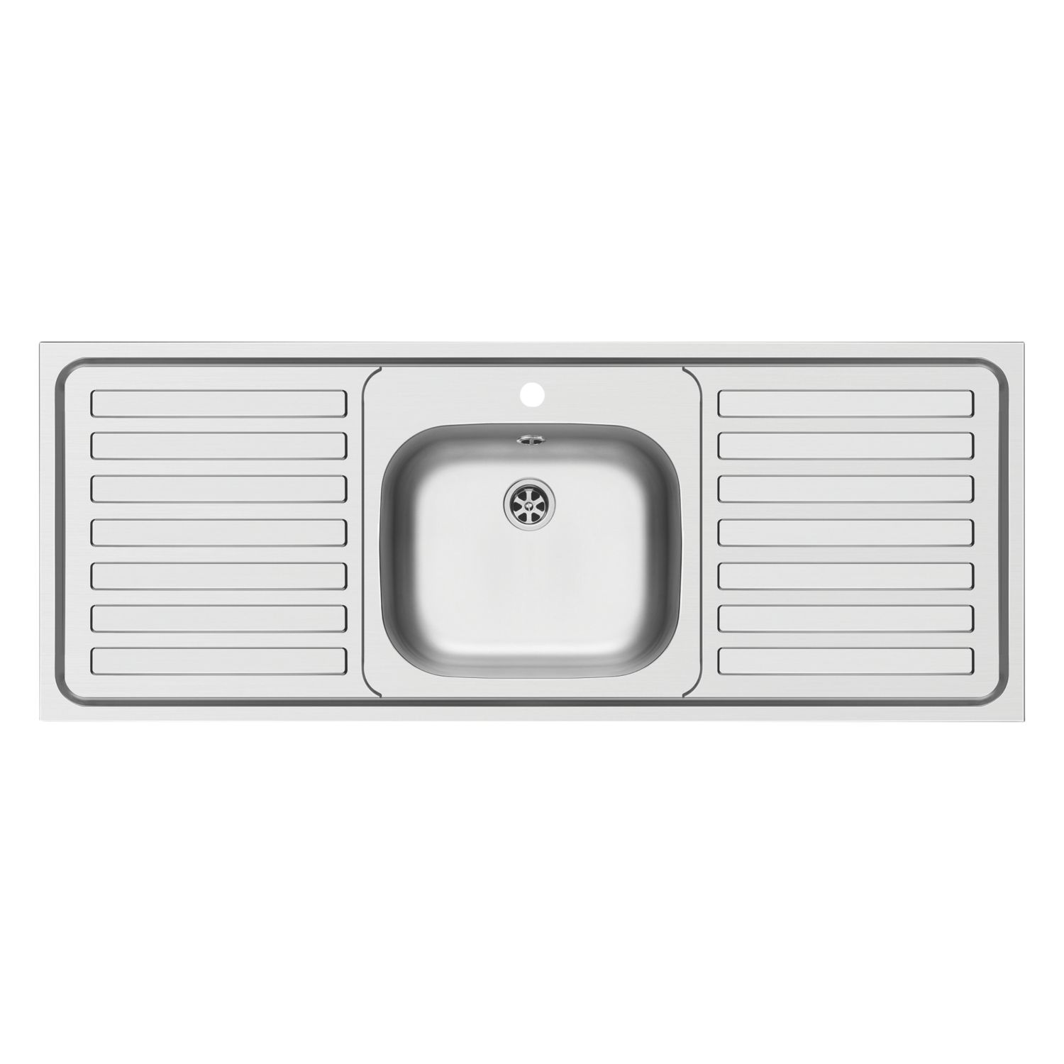 Swirl 1 Bowl Stainless Steel Inset Sink & Double Drainer Grey 1310mm x 510mm (947RG)
