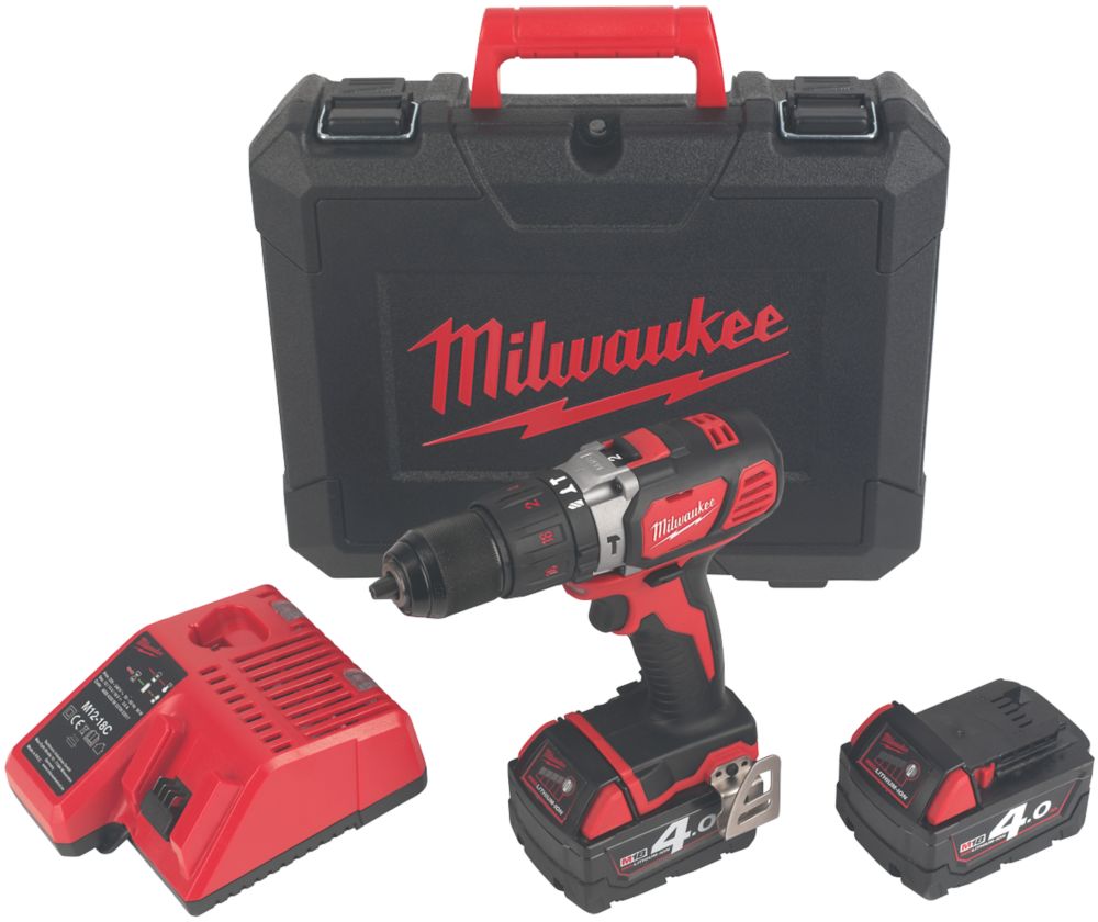 Refurb Milwaukee M18 BPDN-402C 18V 2 x 4.0Ah Li-Ion RedLithium  Cordless Combi Drill