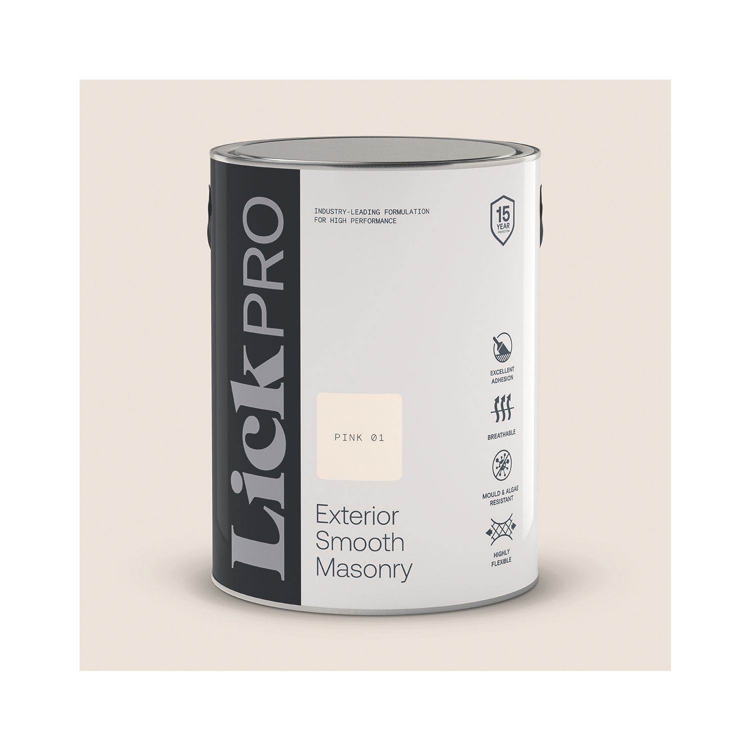 LickPro 5Ltr Smooth Pink 01 Masonry Paint (947TM)
