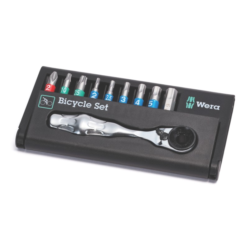 Wera Bicycle 9 Interchangeable Ratchet Screwdriver Set 10 Pieces