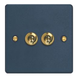 Varilight  10A 2-Gang 2-Way Light Switch  Midnight Blue with Colour-Matched Inserts