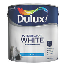 Dulux  Matt Pure Brilliant White Emulsion Paint 2.5Ltr