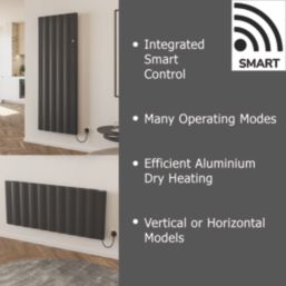 Azur Stratos 2000W Electric Radiator 1600mm x 610mm Black 6824BTU