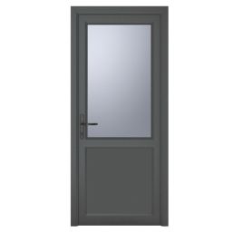 Crystal  1-Panel 1-Obscure Light Right-Handed Anthracite Grey uPVC Back Door 2090mm x 890mm