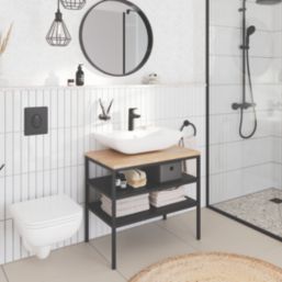 Grohe QuickFix Start Matt Black 192mm Standard Lever Mono Basin Mixer Tap  With Pop-Up Waste