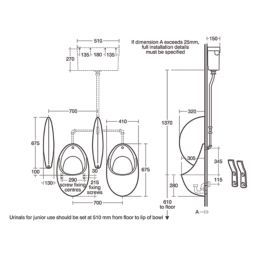 Armitage Shanks Contour Bi Back Inlet Ceramic Wall Urinal