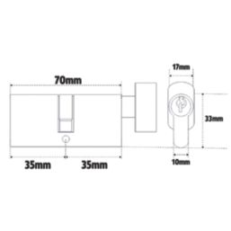 Smith & Locke  6-Pin Cylinder Thumbturn Lock 35-35 (70mm) Polished Brass