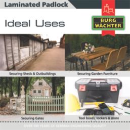 Burg-Wachter Sapphire   Closed Shackle  Laminated Padlock Blue 50mm