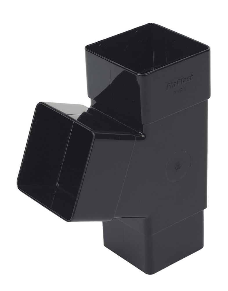 Floplast Conduit Carré 65 Mm - Lot De 5 évacuations Excentrées Noir Pour Gouttière - 10