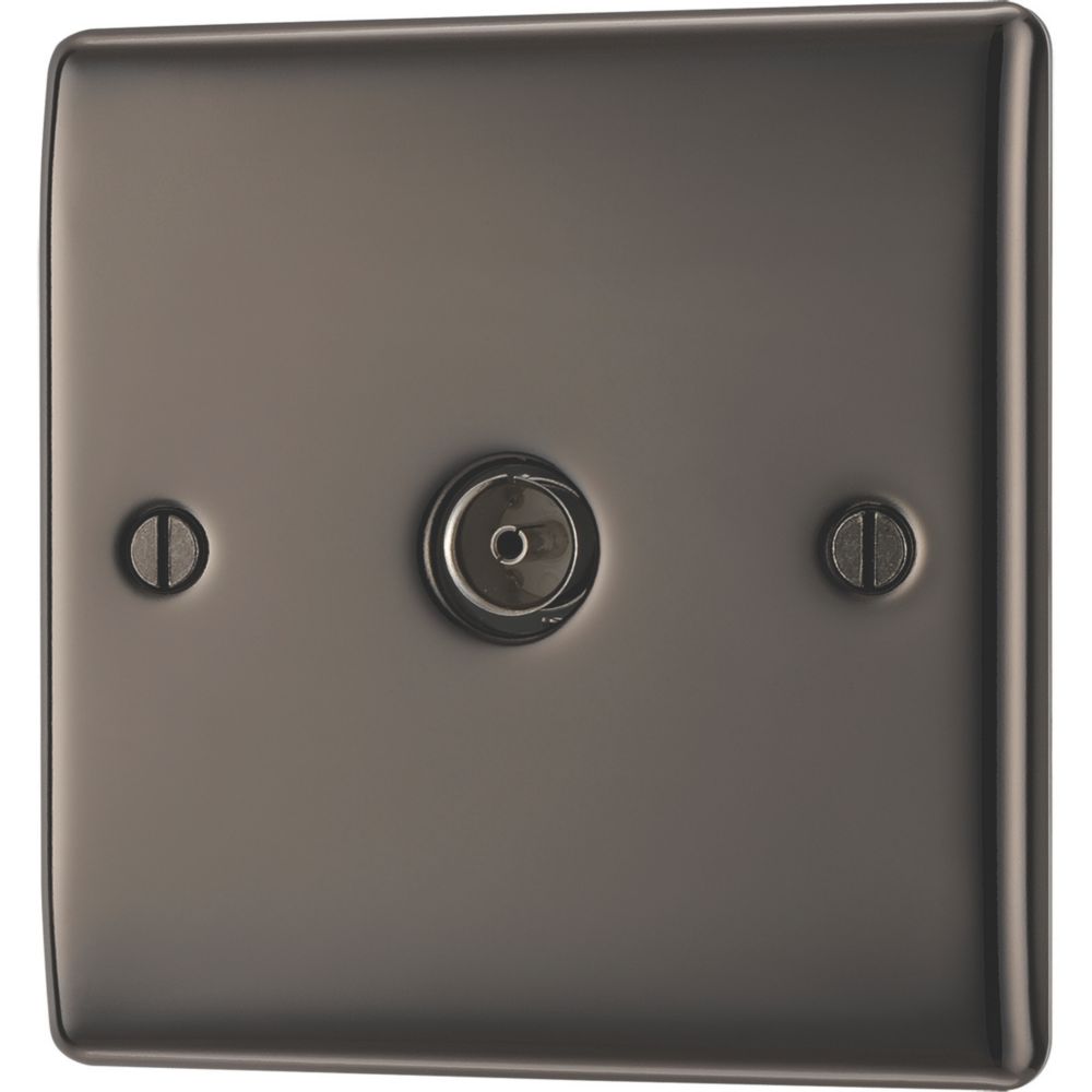 British General Nexus Metal 1-Gang Coaxial TV Socket Black Nickel