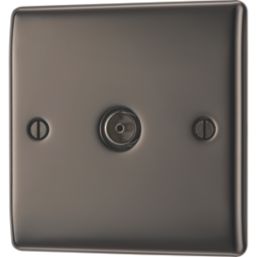British General Nexus Metal 1-Gang Coaxial TV Socket Black Nickel