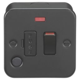 Knightsbridge  13A Switched Metal Clad Fused Spur & Flex Outlet with Neon Black