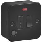 Knightsbridge  13A Switched Metal Clad Fused Spur & Flex Outlet with Neon Black
