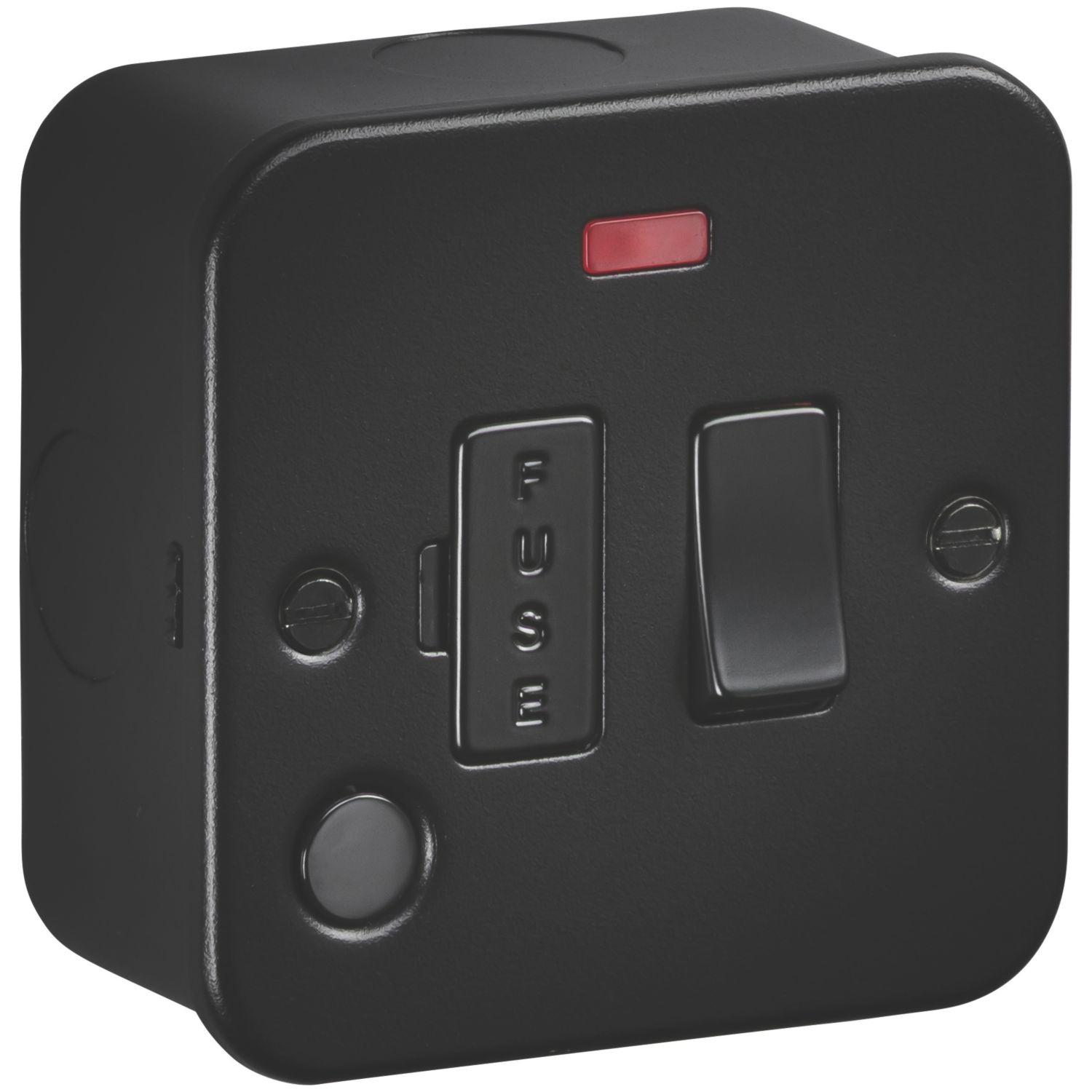 Knightsbridge 13A Switched Metal Clad Fused Spur & Flex Outlet with Neon Black (949AM)