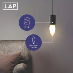 LAP  E14 Candle LED Light Bulb Milky 470lm 2.9W 4 Pack