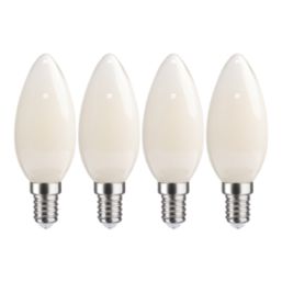 LAP  E14 Candle LED Light Bulb Milky 470lm 2.9W 4 Pack