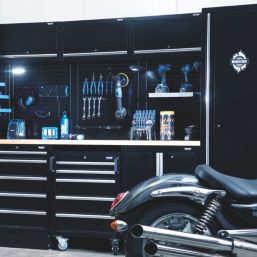 Bunker  Black 16 Piece Modular Storage Set with Hardwood Worktop