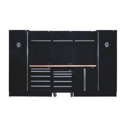 Bunker  Black 16 Piece Modular Storage Set with Hardwood Worktop