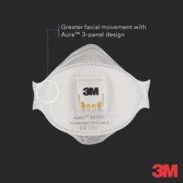 3M Aura Comfort Cool Flow Particulate 9332+ Disposable Valved Respirator P3 10 Pack