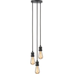 Knightsbridge  Vintage Style 3-Light Pendant Matt Black