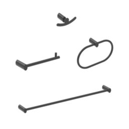 Essentials Black Bathroom Accessories 4 Pack