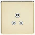 Knightsbridge SF5APBW 5A 1-Gang Unswitched Socket Polished Brass with White Inserts