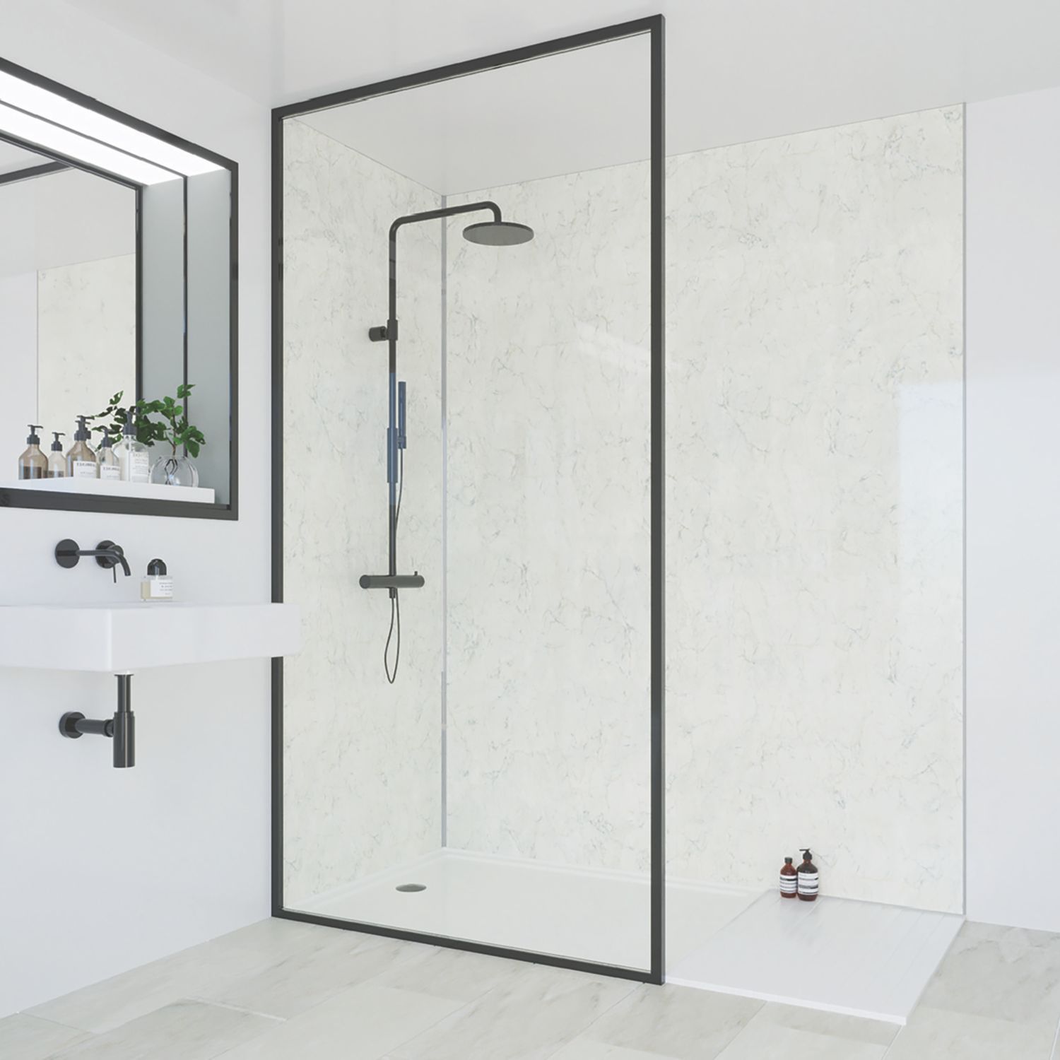 Multipanel Unlipped Bathroom Waterproof Wall Panel Gloss Grey Marble 2400mm x 900mm x 11mm (950CG)